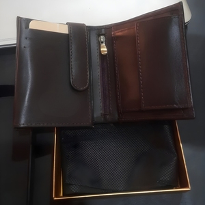 Portefeuille bifold de luxe en cuir véritable marron foncé pour homme, design fin, qualité supérieure, porte-cartes de visite, pochette minimaliste - Product Image 3