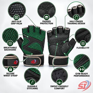 Gants de musculation unisexes personnalisés sans doigts avec sangle de poignet réglable, antidérapants et respirants pour l'entraînement en salle de sport - Product Image 6