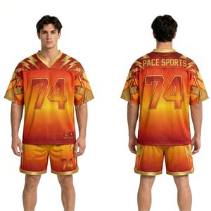 ชุดเสื้อเจอร์ซีย์และกางเกงขาสั้นสำหรับผู้ชาย ลายคลื่นสีน้ำเงิน ทรงเข้ารูป แห้งเร็ว เหมาะสำหรับการแข่งขัน พิมพ์ลายแบบซับลิเมชั่น - Product Image 2