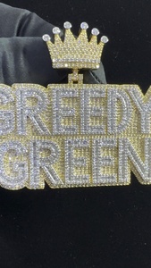Custom <b>King</b> <b>Crown</b> Hip Hop Luxury Moissanite Letter Name Iced Pendant Brilliant Cut Claw Setting 925 Sterling Silver Gold Plated - Product Image 4