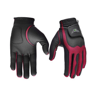 Guantes de golf negros y rojos de cuero PU antideslizantes con cierre de gancho y bucle para deportes unisex - Product Image 6