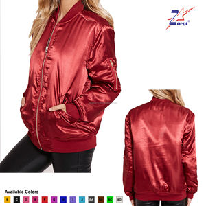Bomber de baseball en satin de soie pour femmes, style hiver décontracté et personnalisé, vestes universitaires, veste bombardier en satin pour femmes pour les collèges et les écoles - Product Image 1