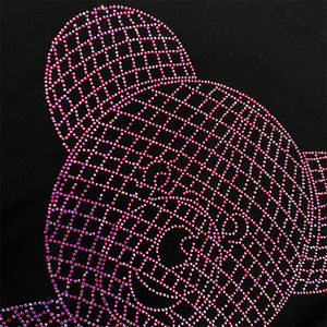 T-shirt en jersey uni à manches courtes pour homme avec logo personnalisé, 100 % coton, motif imprimé sérigraphié avec strass, style streetwear, respirant - Product Image 2