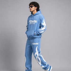 Conjunto Deportivo F2WIN para Hombre, Azul, con Capucha, Transpirable, de Forro Polar, Sudadera de Manga Larga de Poliéster/Algodón, Pantalones de Corte Regular, para Verano - Product Image 3