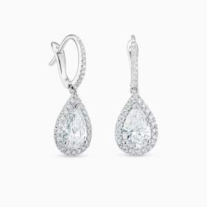 Boucles d'oreilles créoles halo en or blanc 14 carats avec perle de culture certifiée IGI taille poire – Cadeau de luxe pour anniversaire - Product Image 3