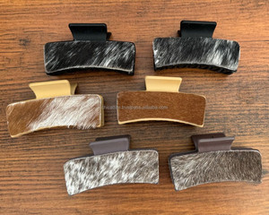 New 2025 Trendy Design Cowhide Hair Claw Clips Genuine Leather Large Nonslip Claw Hair Clips for Thick Hair for Women Girls - Product Image 4