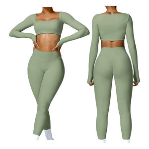 Ensembles de yoga et de sport pour femmes grande taille, haute qualité, sans coutures, été, vêtements de sport personnalisés, ensemble de fitness, spandex/polyester - Product Image 3
