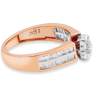 Anillos de Compromiso Unisex Clásicos de Oro Rosa Sólido de 18k Hechos a Mano de Alta Calidad AAA+ con Diamantes Tallados y Piedras Preciosas Certificadas con Engaste Pavé - Product Image 6