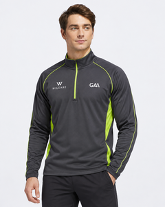 WILCARE Men's Sports Training Half-Zip <b>Jacket</b> Dark Gray with <b>Lime</b> <b>Green</b> Accents Breathable All Seasons Wear wholesale rate - Product Image 1