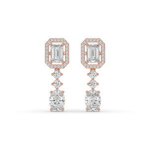 Boucles d'oreilles en or 14 carats et 10 carats avec diamants de laboratoire 3,10 carats, taille émeraude ovale brillant, légères, style unique, prix direct usine - Product Image 4