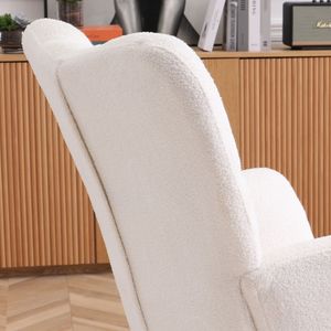 <b>Beige</b> Upholstered High Backrest <b>Accent</b> <b>Chair</b> Comfortable Rocking Glider Rocker Padded Seat for Living Room Bedroom Office Use - Product Image 2