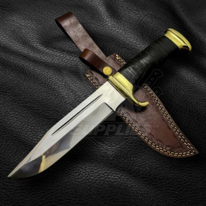 Couteau de chasse mini Bowie Crocodile Dundee à lame fixe droite de 13 pouces, avec étui en cuir empilé, personnalisable OEM/ODM, pour la survie en extérieur - Product Image 1