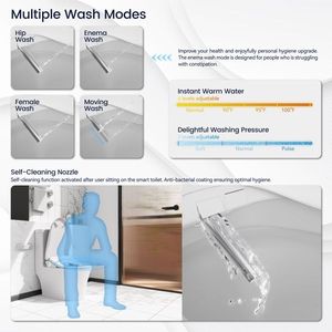 Sedile WC Bidet Intelligente con Manopola Laterale per Regolazione, Sedile Riscaldato, Temperatura e Pressione dell'Acqua, Uso Portatile - Product Image 2