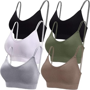 Sujetador deportivo sin aros para mujer, copa completa, talla grande, con tirantes ajustables de punto, sin costuras, espalda en U de nailon, lavable a máquina, para todas las estaciones - Product Image 1
