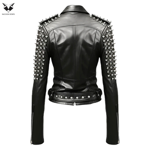 Make Your Own <b>Lightweight</b> Durable Comfortable Premium Quality Newest Style <b>Women</b> Outer Wear Studded Leather <b>Jackets</b> - Product Image 2