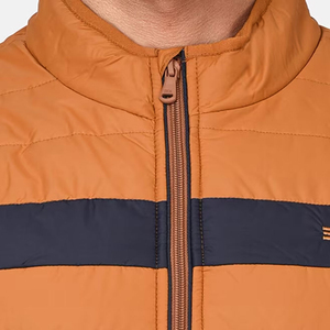 Gilet matelassé noir et blanc pour homme, col montant, fermeture éclair, coupe-vent, vêtement d'extérieur décontracté pour l'hiver, gilet matelassé avec poches - Product Image 3