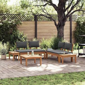 Conjunto de 3 Bancos de Jardín Marrones y Grises con Almacenamiento para Cojines, Muebles de Patio - Product Image 1