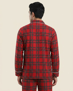 Chemise de nuit en flanelle à carreaux OEM pour homme, manches longues, col rabattu, respirante, décontractée, pour l'hiver - Product Image 3