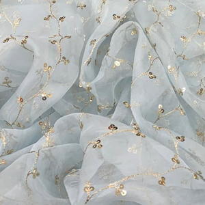 Luxury Sequin Embroidery Lace Fabric Floral Beaded Mesh Fabric African Wedding Party Dress <b>Material</b> - Product Image 6