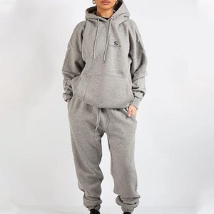 <b>Women</b> Oversized Solid Color <b>Fleece</b> Pullover Sweatshirt <b>Joggers</b> Set Cotton Tracksuit Casual Winter Wear Loose Fit Trousers - Product Image 4