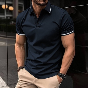 Camisa casual de manga corta de poliéster para hombre |   Camisa de Punto con Botones de Color Sólido |   Camisetas Blancas para Sublimación Personalizada - Product Image 6