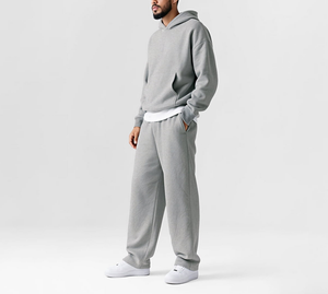 Ensemble de survêtement pour homme, 2 pièces, décontracté, sweat-shirt et pantalon de survêtement unis, taille ample, streetwear unisexe, tenue de sport chaude pour l'hiver - Product Image 6