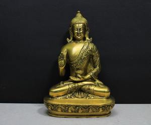 Buda de Latón con Diseño de Loto para Decoración y Fines Religiosos-Culturales con Estilo de Bendición - Product Image 1