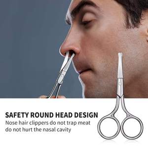 Ciseaux professionnels pour sourcils et poils du nez, pour droitiers, lame incurvée de sécurité, en acier inoxydable chirurgical, pour la coupe des poils du visage et des oreilles - Product Image 5