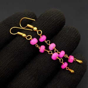 Pink Ethiopian <b>Opal</b> <b>Earrings</b>, 925 Silver & 14k Gold - Product Image 2