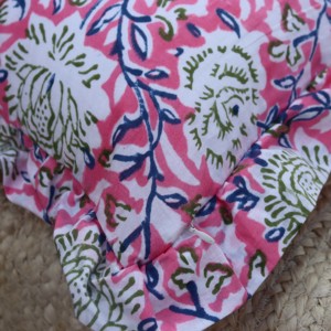 Handmade Square Block Print Boho Frill Cotton <b>Cushion</b> <b>Cover</b> for Bed Hotel & Home Decor-Eco-Friendly - Product Image 2