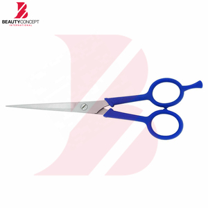 Ciseaux de barbier en gros, couleur bleu uni, manche en plastique, ciseaux à cheveux en acier inoxydable, outil professionnel de salon - Product Image 4