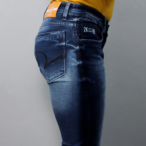 Jeans pour hommes Gex de qualité supérieure, best-seller, taille mi-haute, extensibles, bleu foncé - Product Image 3