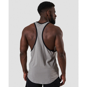 Débardeur sans manches gris pour homme, col mandarin perlé, 100 % coton respirant, couleur unie, tenue décontractée, 100 grammes - Product Image 4