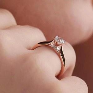 Anillo solitario de lujo con diamante de talla redonda para mujer, 0.51 quilates, cultivado en laboratorio, con oro rosa de 14 quilates, regalo sorpresa de aniversario para esposas - Product Image 2