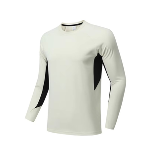 Haut de sport unisexe noir à manches longues, séchage rapide, respirant, anti-UV, avec logo frontal, en polyester/nylon 220g - Product Image 4