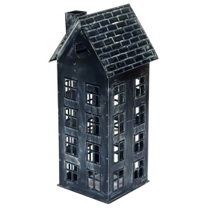 Portavelas de metal estilo casa de pueblo con ventanas detalladas, rústico, para velas votivas - Product Image 3