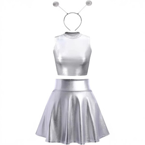 Costume d'<span class=keywords><strong>abeille</strong></span> <span class=keywords><strong>sexy</strong></span> unisexe Baige en tissu polyester, mini-jupe, tenue de cosplay, fête d'Halloween, performance scénique moderne, tailles M-XL - Product Image 2