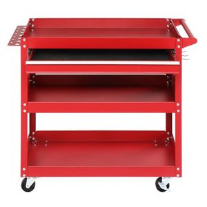 Carrello Portautensili a 3 Ripiani Staccabili, in Metallo Resistente, con Pannello Forato, Cassetto e 4 Ganci, Capacità di Carico 150 kg, Ampio Spazio di Stoccaggio - Product Image 3