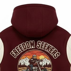 Wholesale Embroidery Letterman Varsity Jacket For <b>Boys</b> Winter Thick Men Hooded Varsity Jacket For Outdoor Wear - Product Image 3