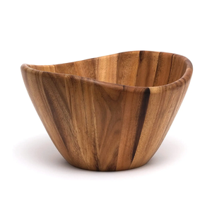 Bol en bois de style ferme moderne, fait à la main, rond, en bois massif, style chinois traditionnel, plat décoratif, 6 pouces de diamètre - Product Image 3