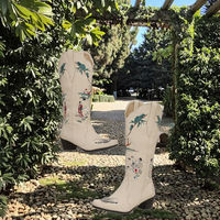 Bottes de cowboy pour homme de haute qualité avec logo personnalisé, respirantes, en cuir et tissu plastique