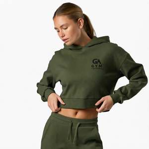 <b>GYM</b> ACTIVE Eco-Friendly Breathable Quick Dry Casual Style High Quality Canvas Material Women's Crop Top Hoodie <b>Sweatshirt</b> - Product Image 4