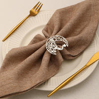 Porte-serviettes de luxe en forme de croissant de lune pour le Ramadan, or et argent, décoration de table islamique, accessoire pour les fêtes de l'Aïd