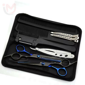 Ensemble de ciseaux de barbier professionnels de haute qualité en acier inoxydable pour la coupe et l'éclaircissement des cheveux, outil de salon avec couleur personnalisée - Product Image 1