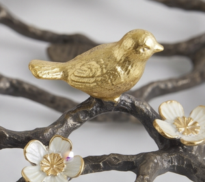 Bol décoratif au design artistique de branche avec oiseaux dorés, fait main en métal, style floral, pour mariage et décoration intérieure - Product Image 2