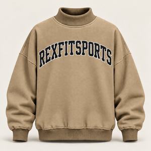 Sweat-shirt à col montant surdimensionné épais avec logo 3D appliqué personnalisé, pull en molleton, fournisseur de vêtements OEM en gros - Product Image 6