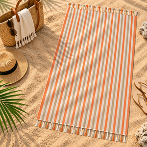 Serviettes de plage à rayures teintes en fil, très attrayantes, très vendues, de bonne qualité, type Fouta, pour la plage et les voyages, pour les fournisseurs en gros. - Product Image 5