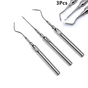 Kit professionnel de 3 outils dentaires en acier inoxydable pour extraction dentaire : forceps et élévateur radiculaire courbé - Product Image 1