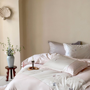 NWK INDUSTRY Parure de lit de luxe en coton 500TC rose brodé pour femme, draps-housses et draps plats, vente en gros - Product Image 5
