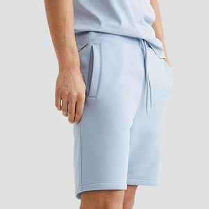 Custom Breathable Quick Dry <b>Men's</b> Casual 100% Cotton <b>Fleece</b> <b>Shorts</b> with Elastic Waist Solid Pattern OEM Service Available - Product Image 3